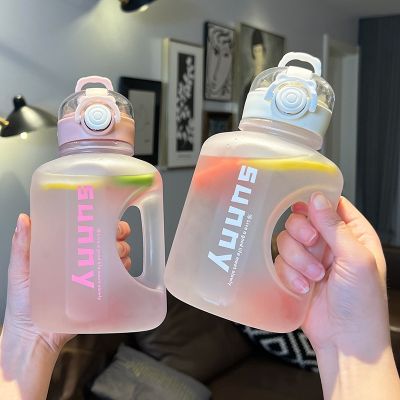 ◆ 1L Portable Water Bottle With Straw Large Capacity Bucket Mug Summer Outdoor Travel Cup Sports Gym Drinking Tumbler Fitness Jugs