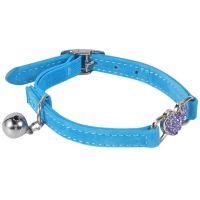 Heart charm and bell cat collar safety elastic adjustable with soft velvet material collar pet product small S