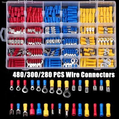 ♀☌ 480/300/280PCS Insulated Cable Connector Electrical Wire Crimp Spade Butt Ring Fork Set Ring Lugs Rolled Terminals Assorted Kit