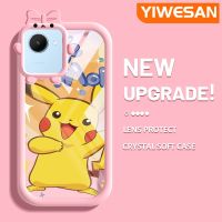 YIWESAN เคสสำหรับ Realme C30 C30s Narzo 50i Prime เคสการ์ตูน Pikachu สีสันสดใสน่ารักมอนสเตอร์น้อยเลนส์กล้องถ่ายรูปแบบนิ่มกันกระแทกแบบใสเคสโทรศัพท์โปร่งใสแฟชั่นเคสป้องกันซิลิโคน