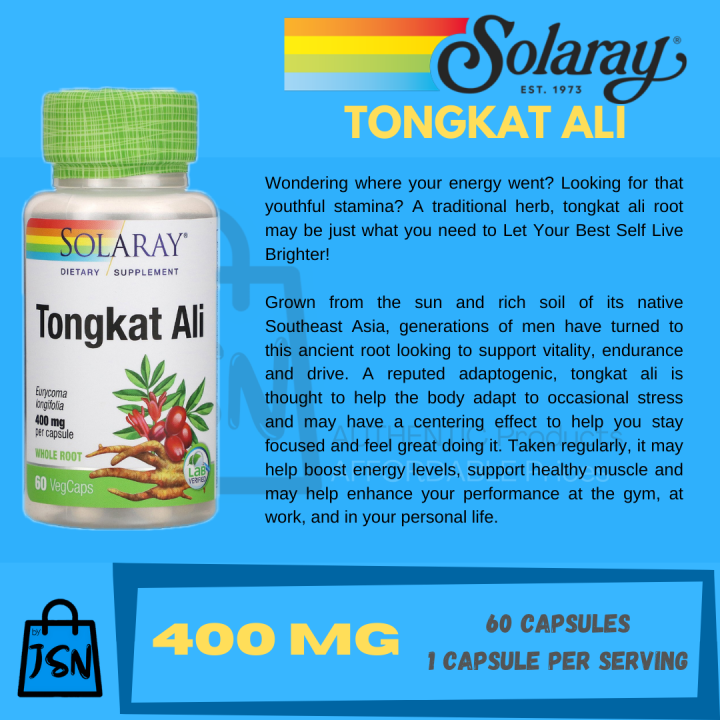 by JSN Solaray Tongkat Ali, 400mg, 60 Capsules Natural Testosterone