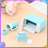 ? JCTTTY ? 1ชุด1:12 dollhouse MINI ไมโครเวฟเครื่องทำขนมปังกาต้มน้ำชุดเครื่องครัวของเล่น