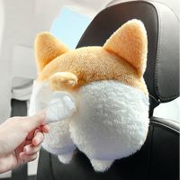 ❖ Car Cute Soft Plush Tissue Box Animals Funny Cartoon Corgi Cat Butt Car Seat Back Headrest Armrest Paper Storage Holder