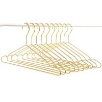 10 Pieces of Golden Metal Hangers, Simple Non-Slip Hangers, Dress Suit Household Hangers, with Large Cutouts