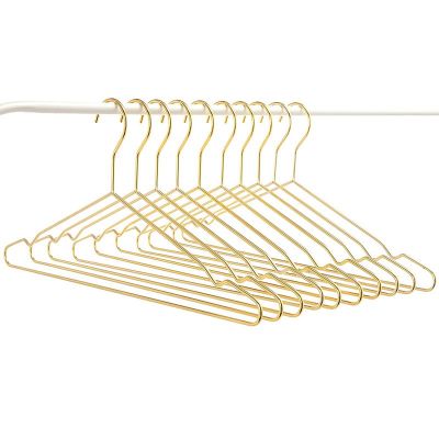 10 Pieces of Golden Metal Hangers, Simple Non-Slip Hangers, Dress Suit Household Hangers, with Large Cutouts