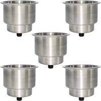 Stainless Steel Cup Drink Holder Insert with Drain for Marine Boat RV Camper, 5PCS