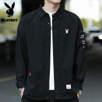 EYF091 Playboy สามไตรมาสแขนเสื้อชายหนุ่มฤดูร้อนเกาหลีผ้าฝ้ายบริสุทธิ์ Workwear แขนสั้นแบบหลวมเสื้อคลุมแขนยาวแบบมีฮู๊ดน้ำ