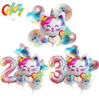 【cw】 6pcs Unicorn Foil balloon 32inch Gradient Number ballon Birthday Wedding Decoration supplies Baby Shower ！