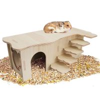 หนูแฮมสเตอร์ไม้ Hideout Dwarf หนูแฮมสเตอร์ Hut สำหรับ Windows สัตว์ขนาดเล็กที่ถอดออกได้ House Habitat Decor สำหรับ Hosehold s