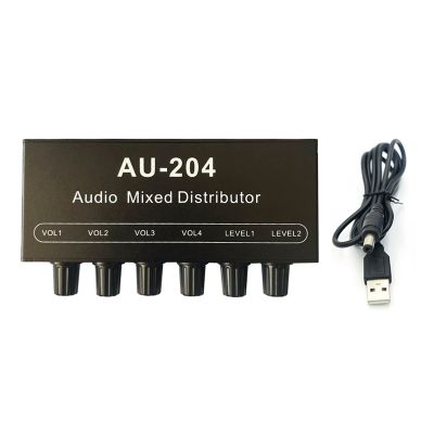 Headphone Mixer Signal Selector Switcher 2 Input 4 Output Individually Controls Headphones Amplifier