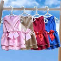 Dog Skirt Bowknot Dress Wedding Spring Summer Autumn New Plaid Pet Cat Clothes Articles Stripes Dresses