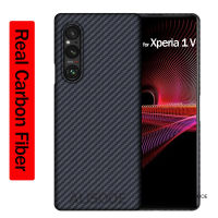 คาร์บอนไฟเบอร์แท้เคสสำหรับ Sony Xperia 1 V เคสบางพิเศษ Aramid ป้องกันเส้นใยฝาแข็งเคลือบสำหรับ Xperia 1 V Capa Funda (ใหม่)