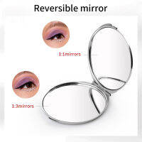 MAGEFY 1Pc Protable cosmetic mirror mini Fall-proof stainless steel makeup mirror silver