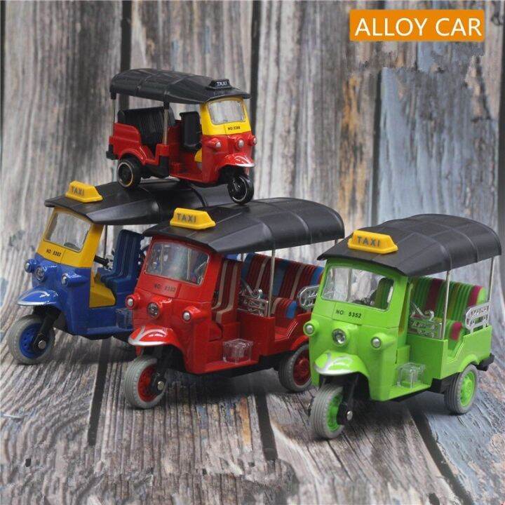 Alloy Tricycle Car Model Highly Simulation Children Vehicles Toy With Sliding Functions Blue