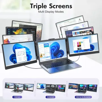  P2 Triple Portable Monitor for Laptop Screen Extender Dual 12  Inch FHD 1080P IPS Display USB-A/Type-C/HDMI/Speakers for 13-16 Inch  Notebook Computer Mac Windows Phone : Electronics