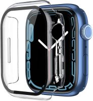 2 Pack Case Built in Tempered Glass Screen Protector for Apple Watch 7 41mm 45mm Hard PC Ultra-Thin Overall Protective Cover