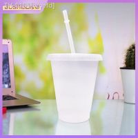 ✧ ivhefd Copos de café reutilizáveis com palha Garrafa transparente Copo plástico Drinkware Canecas palha fosca tampa