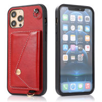 For iPhone 12 Mini 13 11 Pro Max XS XR X 7 8 Plus SE Lanyard Vintage PU Leather Shockproof Magnetic Wallet Card Case Cover
