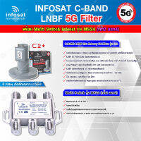 infosat LNB C-Band 5G 2จุดอิสระ รุ่น C2+ (ป้องกันสัญญาณ 5G รบกวน) + Infosat อุปกรณ์เสริมรับชม 4 จุดอิสระ Multiswitch 2x4 รุ่น INF-MS24