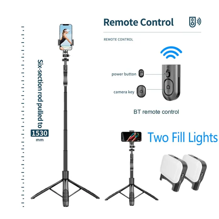 ไม้เซลฟี่2022ยาวขาตั้งกล้องถ่ายทอดสดรองรับโทรศัพท์มือถือทั้งหมดบลูทูธควบคุมระยะไกลสำหรับการยิงติ๊กต๊อก