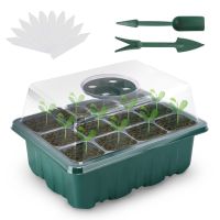 12 Cells Seedling Trays Seeds Propagator 0.8mm Thickened Seed Starter Plant Tray With Plant Labels Flower Pots Greenhouse Garden