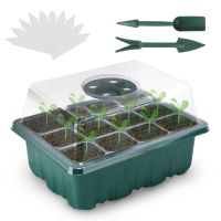 【hot】∏  12 Cells Trays Set With Lids Markers Pot Starter Garden Greenhouse