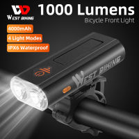 ไฟหน้าจักรยาน IPX6กันน้ำ1000 Lumens USB ชาร์จไฟจักรยานขี่จักรยานไฟท้ายไฟฉายไฟหน้าในเวลากลางคืน