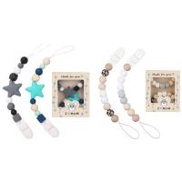 Binky Clips Star Baby Pacifier Chain Silicone Pacifier Holder Teether Clip Soothers Binky Holder for Baby Pacifier Leashes Birthday Christmas Gift fashionable