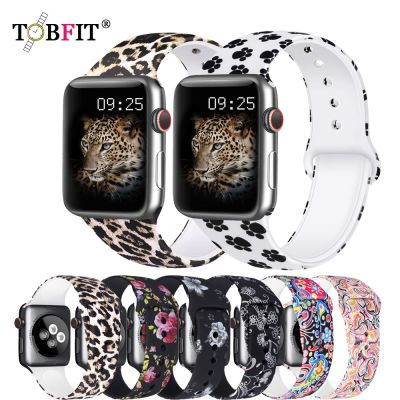 Silicone Band For Apple Watch Strap 45mm 41mm 44mm 40mm 42mm 38mm Pattern Printed Watchband For iWatch 8 7 6 5 4 3 2 Se Bracelet Straps