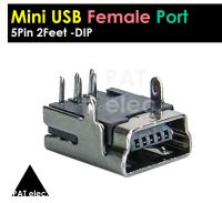 อะไหล่ พอร์ต ขั้วต่อ Mini USB  Female 5 pin 2 Feet DIP Port Jack Tail Socket Electric Terminal For Samsung Lenovo Huawei ZTE ect