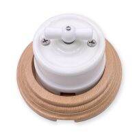 High Quality Wall Light Retro Ceramic Knob Rotary Switch EU Socket White