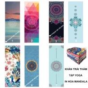 Khăn Trải Thảm Tập Yoga Cotton In Hoa Mandala Thấm Hút Mồ Hôi Mỏng 1 Mm Có