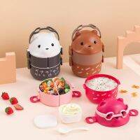 ✘◘❀ Lunch Box Portable Insulated Lunch Container Set Stackable Bento Cartoon Eyeglass Bear Shape Food Storage Container For Kids