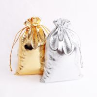 【hot】 100pc Gold Fabric Foil Drawstring Wedding for