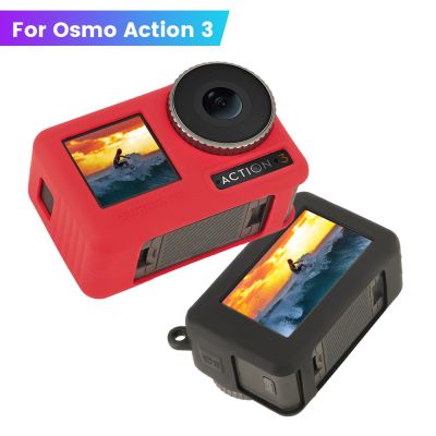 เคสป้องกันซิลิโคนสำหรับกล้องสำหรับ OSMO Action 3อุปกรณ์ป้องกันฝาครอบป้องกันรอยขีดข่วนพร้อมสายคล้องสำหรับอุปกรณ์เสริม DJI ACTION 3