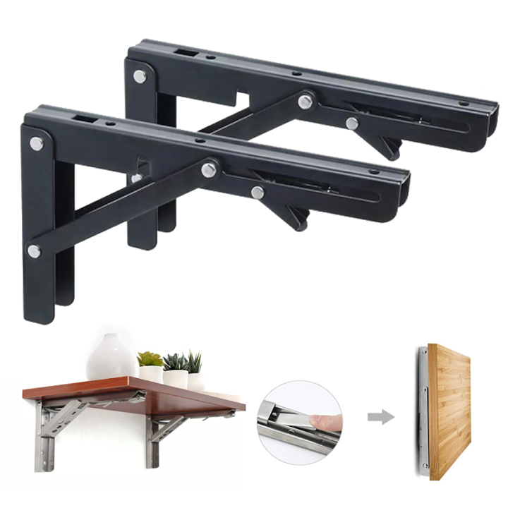 2PCS Stainless Steel Folding Shelf Bracket Triangle Wall Mount Support