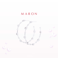 MARON✨ [ของแท้] Feo Stars Hoop Earring ชุบสี White Gold ต่างหูห่วง พลอยเพทายสีขาว เงินแท้925