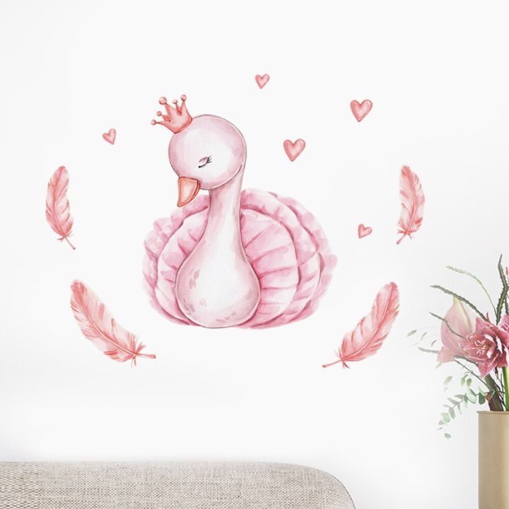 cute-pink-swan-removable-wall-stickers-for-baby-bedroom-nursery-kids-room-home-decor-shop-window-showcase-self-adhesive-decals