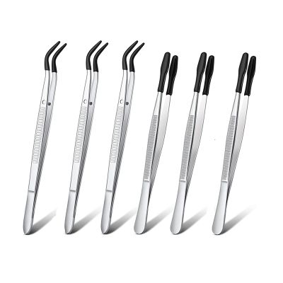 6 Pcs of Rubber Tip Tweezers PVC Silicone Precision Tweezers Laboratory Industrial Hobby Craft Tweezers Tool