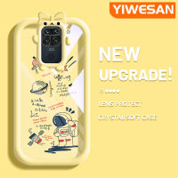 YIWESAN เคสสำหรับ Xiaomi Redmi โน๊ต9 Redmi เคส10X ลายการ์ตูนน่ารักนาซ่านักบินอวกาศลวดลายเส้นขอบนิ่มโปร่งใสเคสกันกระแทกเคสโทรศัพท์ซิลิโคนเนื้อนิ่มทนทานต่อการตก