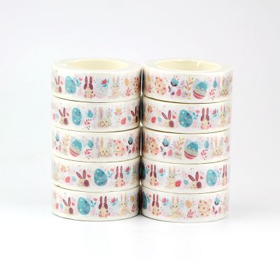 2022 NEW 10pcsLot Decorative Cute Rabbit and Blue Easter Eggs Washi Tapes Scrapbooking Planner Adhesive ing Tape Stationery
