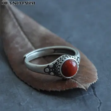 Red hot sale silver ring