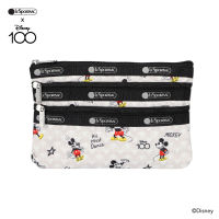 Lesportsac 3 Zip Cosmetic กระเป๋าสตางค์ กระเป๋าเครื่องสำอาง Style 7158 มิกกี้เม้ส์ ครบรอบ 100 ปี Lesportsac x Mickey Mouse