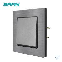 SRAN EU Light Switch 1Gang 2Way 16A 250V Aluminum Alloy Panel Black 82mm * 82mm Wall Switch Eu F9KG002 Power Points  Switches Savers