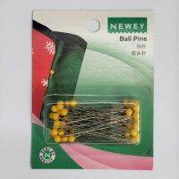 Newey 0.58MM x 45MM 4MM YELLOW Ball Pins / เข็มหัวบอล ขนาด 0.58 x 45 มิลลิเมตร สีเหลือง แบรนด์ Newey (แบรนด์ในเครือ Prym Germany) (N61080)