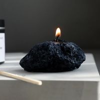 Mini Stone Shape Scented Candles Black Geometry Fragance Candle Gift Nordic Style Home Decor