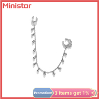 Ministar คลิปหนีบจมูกปลอมสำหรับเจาะต่างหูโซ่พู่แฟชั่นสไตล์โบฮีเมียนพังก์เซ็กซี่โลหะผสมทรงเรขาคณิตสำหรับผู้หญิง