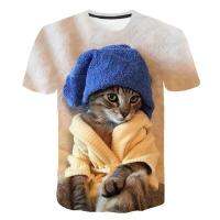 New Casual Street Style Mens And Womens Tops 3d Cat Digital Printing T-shirt Fashion Sports Breathable Light Clothing