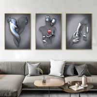 ▦ 3pcs Modern Metal Figure Statue Wall Art Posters Romantic Canvas Painting Print Pictures Bedroom Interior Home Decoration Gifts