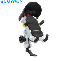 AUMOTOP ที่ใส่ที่วางโทรศัพท์มอเตอร์ไซค์กันน้ำที่ใส่โทรศัพท์มือถือรถจักรยานยนต์กันขโมย360 ° ตัวยึดกระจกมองหลังมอเตอร์ไซด์สำหรับโทรศัพท์ขนาด3.5-6.5นิ้ว